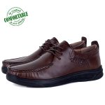 Chaussures Pour Homme 100% Cuir Médical Marron NJ-2172Mw
