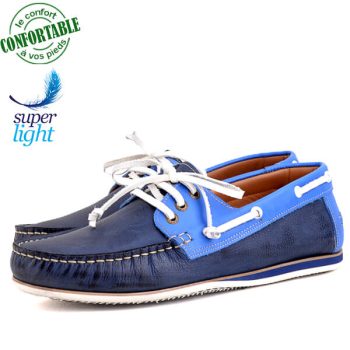 Mocassins Pour Homme Confortable 100% cuir Bleu KW-010WCB