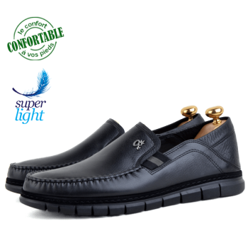 Chaussures Médicales confortables 100% cuir Noir KW-034N