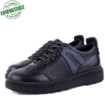 Baskets 100% Cuir extra confortable Noir 310NN