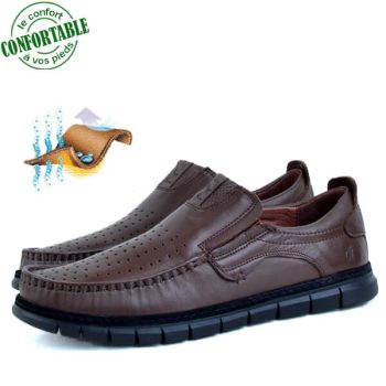 Chaussures Médicales confortables Respirant 100% cuir Marron KW-774m