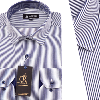 Chemise Pour Homme manches Longues Rayures Bleu-Marine OR-055