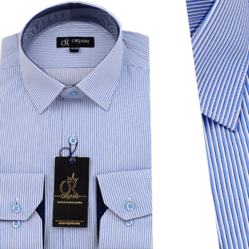 Chemise Pour Homme manches Longues Rayures Bleu Ciel OR-056
