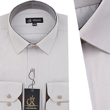 Chemise Pour Homme manches Longues avec Rayures Beiges ciel OR-069
