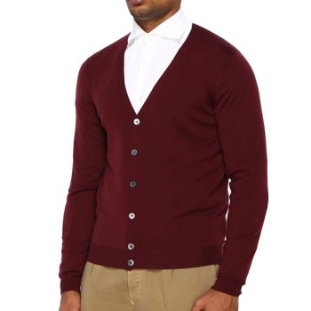 Cardigan Pour Homme Très Doux en Bordeaux