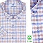 Chemise Demi-Manche à Carreaux en Lin Homme – Élégance Naturelle FY01
