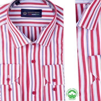 Chemise homme rayée en poly-coton – Élégance quotidienne R0126