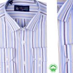 Chemise rayée homme – Tissu poly-coton facile d’entretien R0226