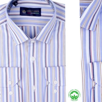 Chemise rayée homme – Tissu poly-coton facile d’entretien R0226