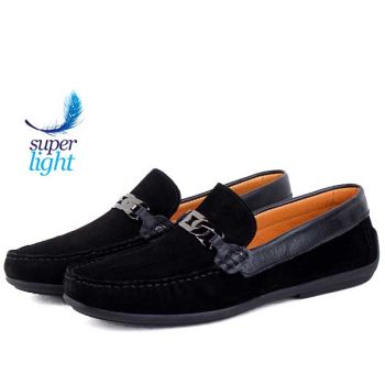 Mocassin Pour Homme Confortable 100% Cuir Noir 080N