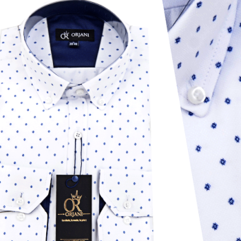 Chemise Pour Homme manches Longues Blanche avec Motifs OR-060