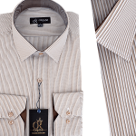 Chemise Pour Homme manches Longues Rayures Beiges OR-054