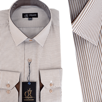 Chemise Pour Homme manches Longues Rayures Beiges OR-054