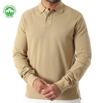 Polo Manches Longues pour Homme - Coton Piqué Beige