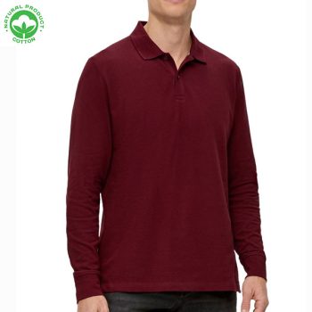 Polo Manches Longues pour Homme - Coton Piqué Bordeau