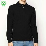 Polo Manches Longues pour Homme - Coton Piqué Noir