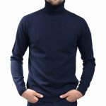 Pull Col Roulé Pour Homme Très Doux en Bleu Marine