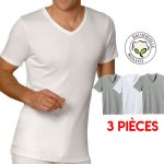 Lot de 3 T-Shirts Col V Homme en Coton